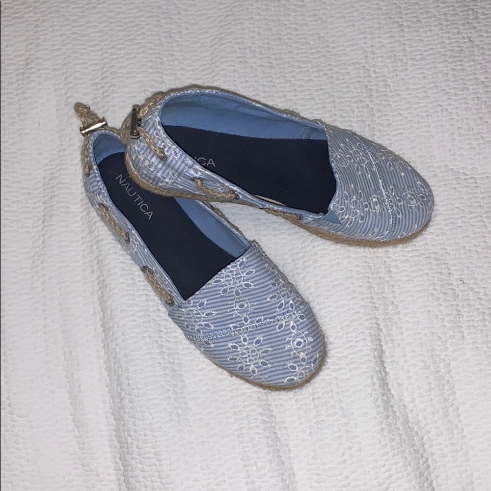 Blue Striped and Lace Shoes